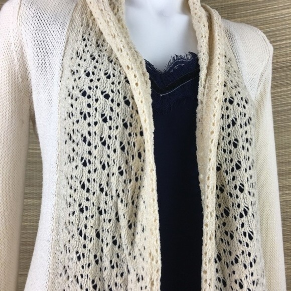 ANTHROPOLOGY/ Angel Of The North Wool Blend Crochet Open Knit Cardigan Size XS - Picture 6 of 9